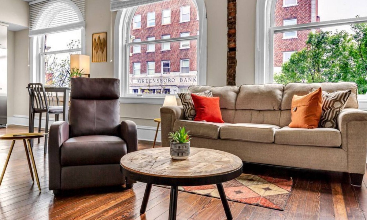 Downtown Greensboro Condo | Newly remodeled penthouse suite with city view! Spacious open layout! Walking distance to must-see attractions! Private deck! Free high-speed Internet!