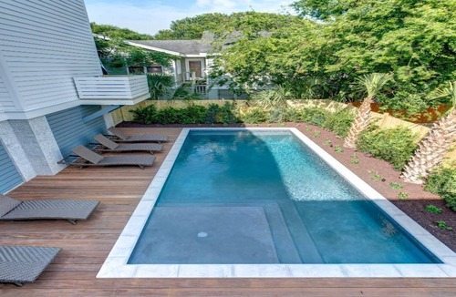 Isle of Palms House | 1 block to beach! 500 Carolina Blvd. 5 bd, private pool, screened-in porches