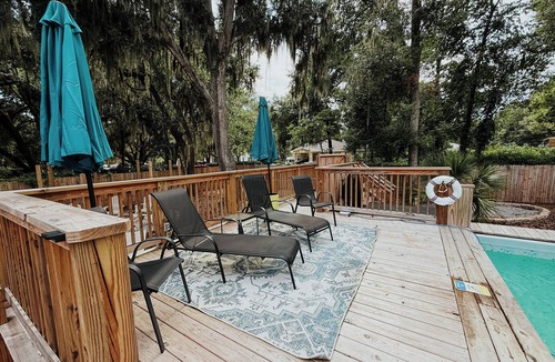 Port Royal House | Chic Family - Friendly 3BR Home w/ Pool, Hot Tub & Fire pit near Parris Island