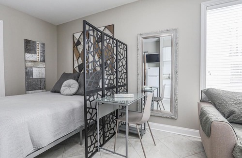 Carolina Forest Apartment | Modern Gray Studio Steps to Pool Myrtle Beach SC