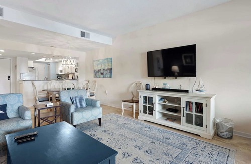 Shelter Cove Condo | Waterfront condo with walkable locale, central AC, washer dryer, & shared pool